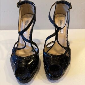 Oscar de la Renta Black Splatter Pattern Heels